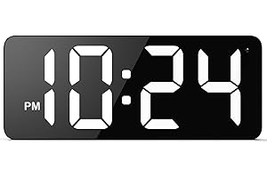 LED Digital Wall Clock with Large Display, Big Digits, Auto-Brightness, 12/24Hr Format, Modern Electric Small Silent Wall Clo