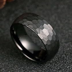 King Will 8mm Hammered Tungsten Rings for Men Women