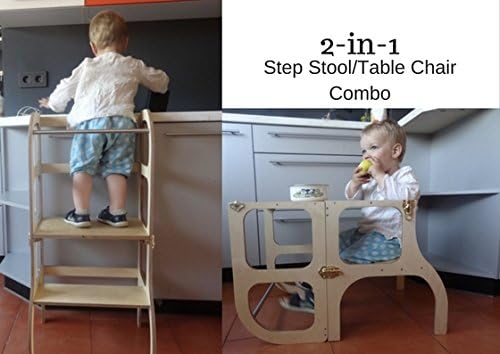 Montessori Wooden Learning Tower Converts To Dining Set for Kids