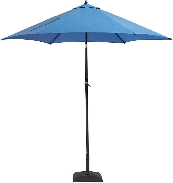 Amazon Com Hamptonbay 9 Foot Round Aluminum Push Button Tilt Patio Umbrella Periwinkle Garden Outdoor