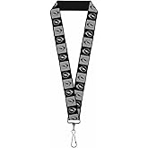 Buckle Down Unisex-Adult Lanyard-1.0"-Steal Your Face Blocks Black/White-Gray/bla