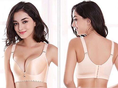 HUABAN Women Push up Seamless Wireless Padded Bra Plus Size Bralette Plunge Lingerie