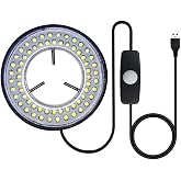 Light Microscope LED Ring Illuminator, USB Adjustable LED Ring Light for Industry Monocular Binocular Trinocular Stereo Microscope &amp; Camera (64 LED)