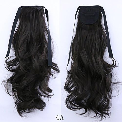 NiCheng Curly/wavy Drawstring Ponytails Clip-in Hair Extensions Synthetic Women's Hairpieces 20inch 90g ( 4A dark brown )