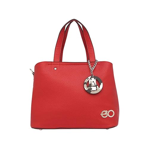 E2O Womens Zipper Closure Satchel Handbag_Red_Free Size