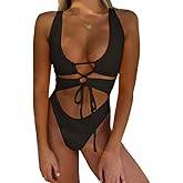 CHYRII Women's Sexy Cutout Lace Up Backless High Cut One Piece Swimsuit Monokini