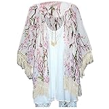 Fanala Sexy Women Boho Crochet Sheer Lace Floral Kimono Cardigan Coat Blouse Tops