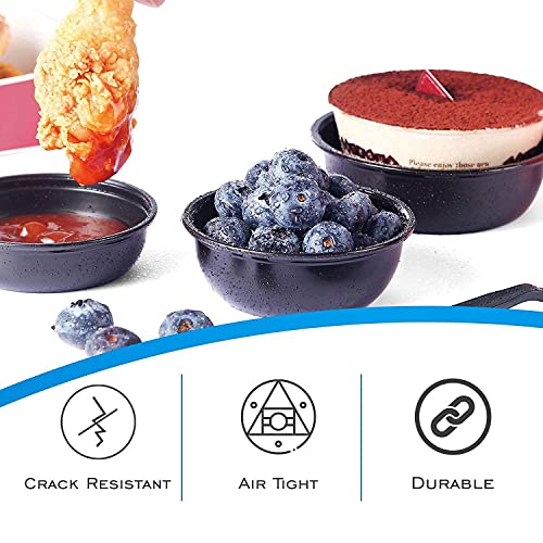 EDI Black Wide Disposable Plastic Portion Cups/Souffle Cups with Lids