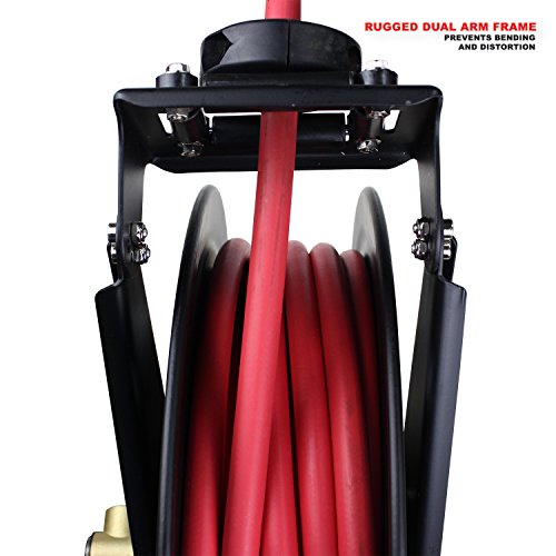 Milton 2780-50D - Steel Dual Arm Auto-Retractable Air Hose Reel, 1/2" x 50 ft. Rubber Hose - 300 Max PSI
