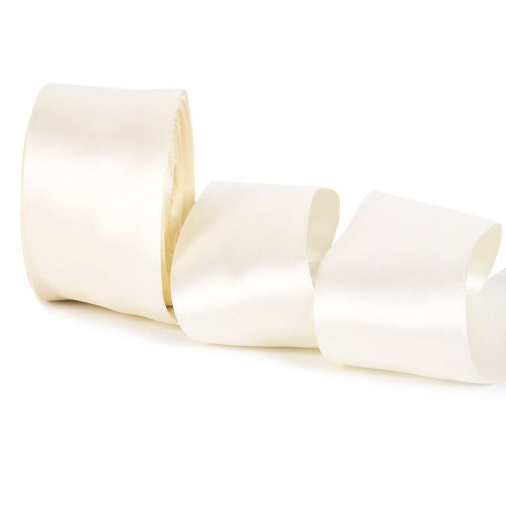 Double Face Satin Ribbon 20 Yards for Party Wedding Home Decoration Handmade Craft (3" Wide, 810 Ivory)