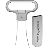 Belwares Ah So Wine Opener - Stainless Steel 2 Prong Cork Puller for Fragile Corks, Vintage Cork Remover for Old Wine Bottles, Clean Cork Removal, Compact Wine Bottle Opener Wine Bar Tool Gift for Men