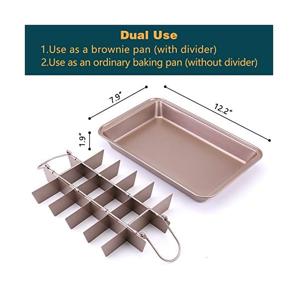 Blkthun-with-Dividers-Brownie-Pan-Non-Stick-Carbon-Steel-Bakeware-with-18-Pre-Slice-Oven-Baking-Tray-30-X-20-X-5-cm Blkthun Brownie BakingTray with Dividers Brownie Pan - Non-Stick Carbon Steel Bakeware with 18 Pre-Slice, Brownie Tin…