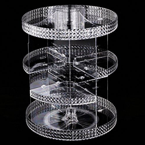 EC.TEAK Clear AcrylicÂ Makeup Organizer 360 Degree Rotating Makeup Holder Large Capacity Storage Box(ET04)