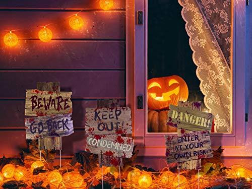 image for Prextex Halloween Outdoor Decorations Yard Signs with Metal Stakes for