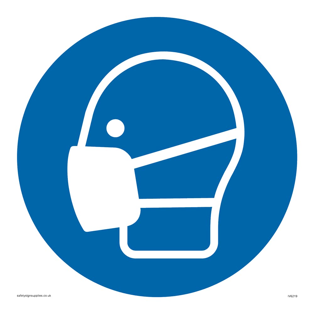 Pack of five - Face covering symbol Sign - 150x150mm - S15