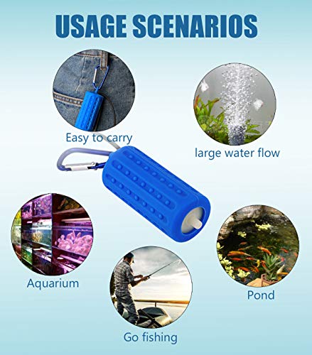 Useekoo Aquarium Air Pump, Ultra Quite Portable Mini Oxygen Pump 5V USB Cable for Aquarium Fish Tank Fishing with Air Stone and Silicone Tube- Dark Blue