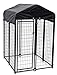 Lucky Dog Outdoor Steel Frame Kennel Enclosure w/Black Canopy, Uptown Series, 4'x4'x6'