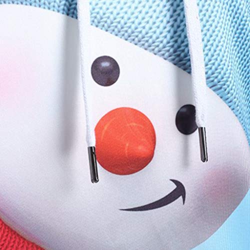 Women's Christmas Casual Long Sleeve Cartoon Snowman Printed Big Pocket Hoodie Pullover Sweatshirt T-Shirt Tops Blouses (S-5XL)