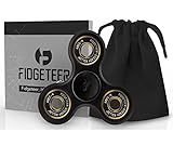 Fidget Spinner Toy with Pouch and Warranty by Fidgeteer (Street Black)