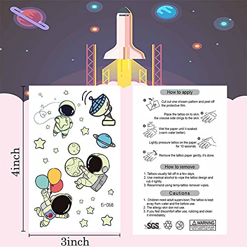 Jatidne Luminous Space Temporary Tattoos for Kids Glow In The Dark Solar System Tattoos for Boys and Girls Birthday Party Favor Supplies