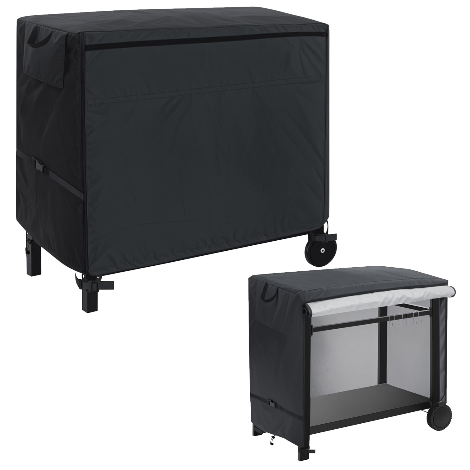 YUJHON Outdoor Prep Table Cover for Keter Unity Small Portable Table Storage Cabinet,Waterproof Patio Table Cover Garden BBQ Cart Cover 420D(100x80x60cm) (Black, 40 inch)