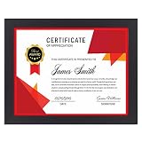 Icona Bay 8.5 x 11 Certificate Frame (1 Pack, Black), Sturdy Wood Composite Frame, Tabletop and Wall Hang Hooks Included, Black Picture Frame for Documents and Diplomas, Liberty Collection
