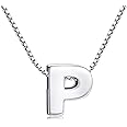 CANDYFANCY Initial Necklace 925 Sterling Silver Letter Pendant Personalized 26 Alphabet Necklace for Women Men A-Z