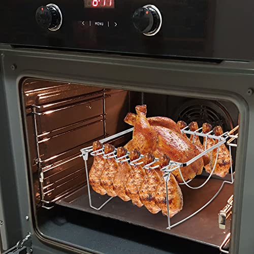 3in1 Rib Rack for Smoking & Chicken Leg Rack for Grill Holds 6