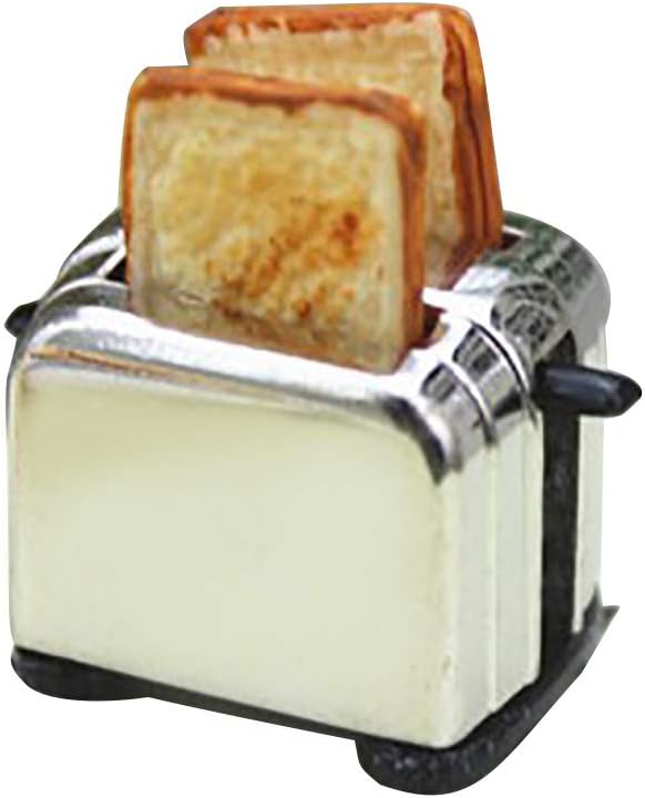 Vibola Dollhouse Accessories,1/12 Scale Miniature Toaster Bread Machine with Toast,Realistic Kitchen Cookware for Kitchen Dining Room,Kid Adult Pretend Toy DIY Your Own Doll House (B)