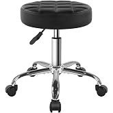 BFTOU Black Classic Swivel Stool with Wheel for Salon Work Home SPA Shop Height-Adjustable Rolling Stool Chair Small