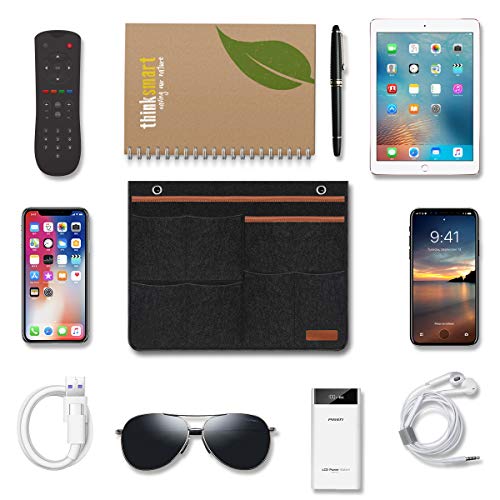 Worker Ant X Non-Slip Sofa Couch Chair Armrest Pocket Organizer Hanging Storage Bedside Caddy Organizer for Tablet,Smart Phone,Book,Glasses,Magazines,Ipad,TV Remote Control Holder (Black)