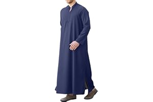 LVCBL Kaftan Thobe for Men Big And Tall Muslim Robe Mens Long Sleeve Caftan