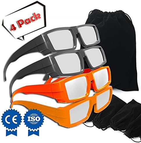 Solar Eclipse Glasses CE &amp; ISO Certified - Safe Solar Viewing - Eclipse Glasses 2017 (4pack Black Orange)