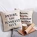 Foozoup Throw Pillow Case The Office Dwight, You Ignorant S. Decorative Farmhouse Style Cotton Linen Cushion Cover with Bears, Beets, Battlestar Galactica Words for Sofa Couch 18 x 18 Inch