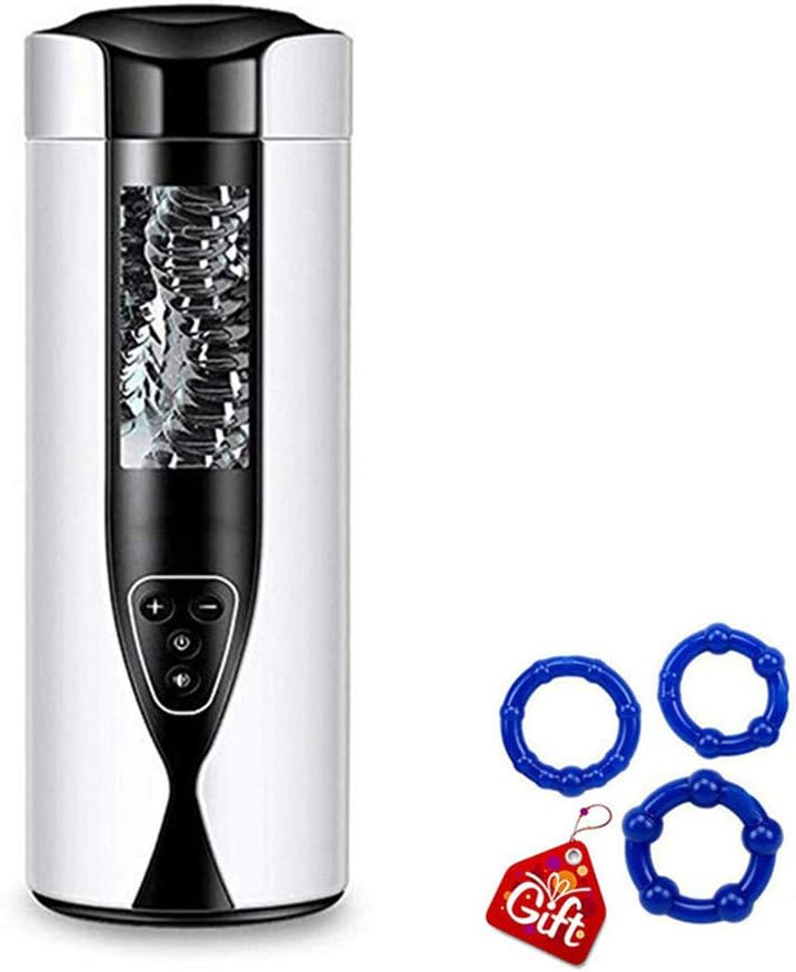 Men's 10 Vibration Mode Automatic Cup induced deep Throat Sucking Stimulation Toy, Strong Handheld Adult Silicone Cup White