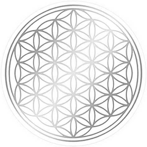 Sticker – Silver – Flower of Life Design (Diameter 3 cm, Outer Diameter 3.4 cm) Set of 5