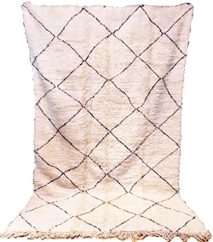 Beni Ourain Moroccan Area Rug 10'3" x 6'8" Handmade Shaggy Pile Wool Carpet - Ships from U.S.A.