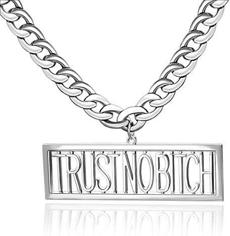 Hip Hop Style "Trust No Bitch" Big Heavy Silver Alloy Necklace (Silver)