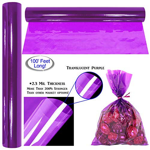 Cellophane Wrap Roll Purple 100’ Ft. Long X 16” in. Wide 2.3 Mil