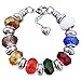 Timeline Treasures European Charm Bracelet With Bead Charms For Teen Girls, Stainless Steel Snake Chain, Rainbow Glass 7.5 Inch