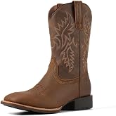 SUREWAY Cowboy Boots For Men Square Toe Western Boot | Oil/Slip Resistant, Pull on 10 Inch Boots Mid Calf Wellington Boots