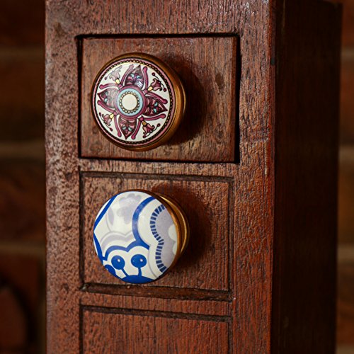 Set of 6 Ceramic Cairo Drawer Knobs Kitchen Cabinet Dresser Pull