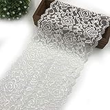 Feelmate 7in10Yard Soft Lace Roll Runner for Wedding Clothes or DIY Craft Decoration (White, 7inch)