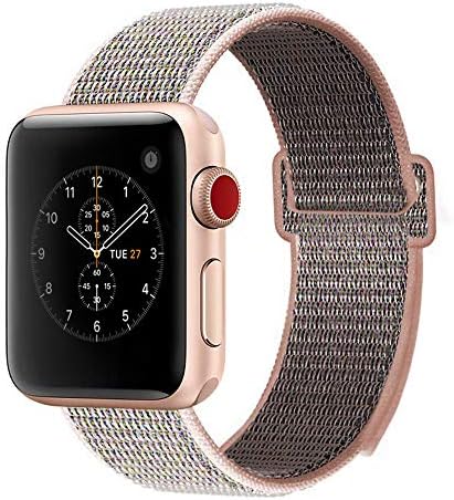 For Apple Watch Band 38mm 42mm Soft Nylon Watch Sport Loop Band Adjustable Closure Wrist Strap Breathable Woven Nylon Replacement Strap for Apple Watch Series 3,2,1