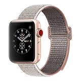 penen for Apple Watch Band 38mm 42mm Soft Nylon Watch Sport Loop Band Adjustable Closure Wrist Strap Breathable Woven Nylon Replacement Strap for Apple Watch Series 3,2,1 (Pink Sand, 38 mm)