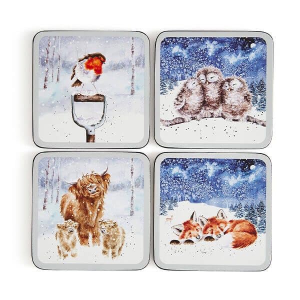 Wrendale Winter Skies Coasters S/4, 10.5cm x 10.5cm