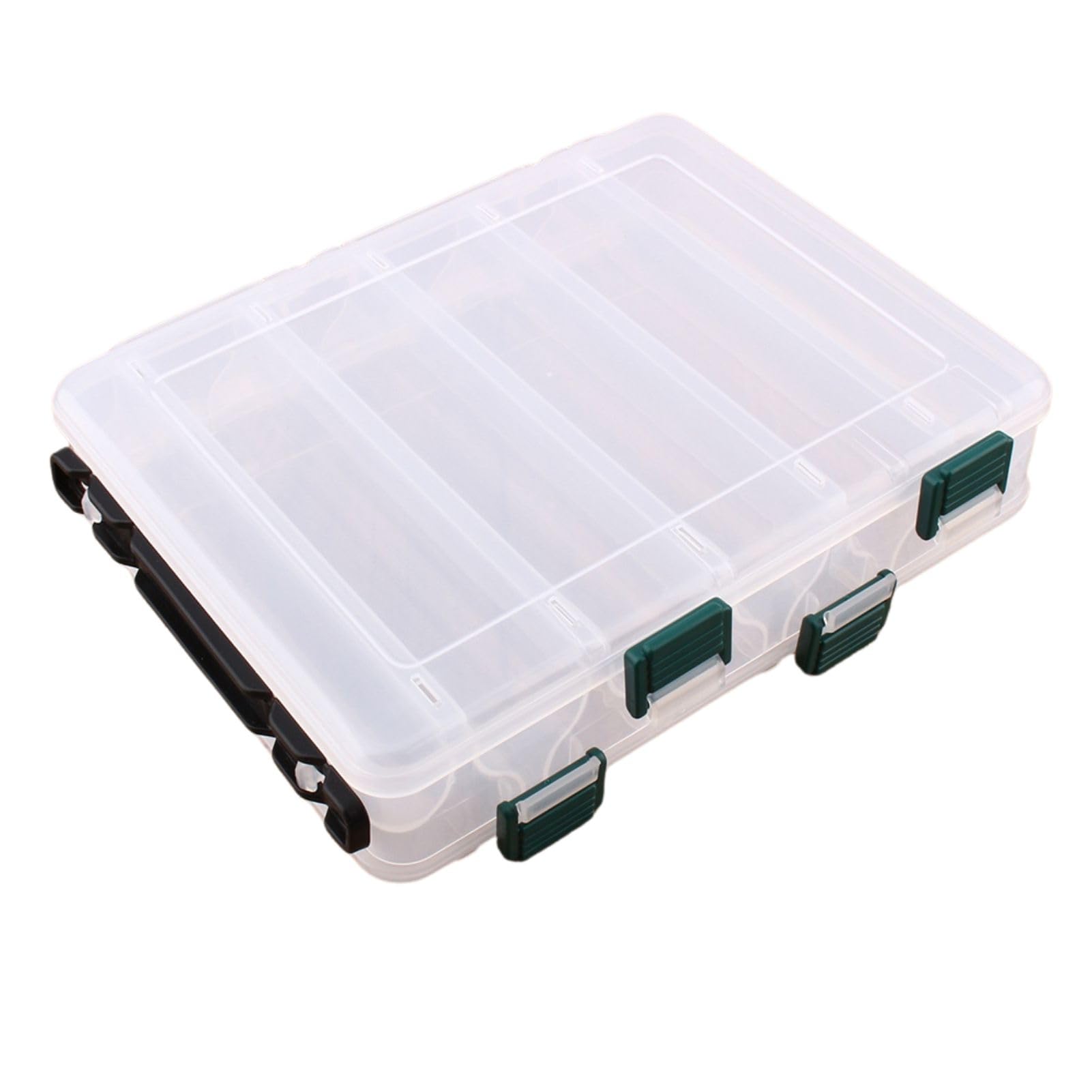 Nikou Double Sided Fishing Lures Box, 12 Compartments Transparent Plastic Bait Hooks Boxes Terminal Tackle Bits Clear Storage Box Organizer Case with Drain Hole Fishing Accessories