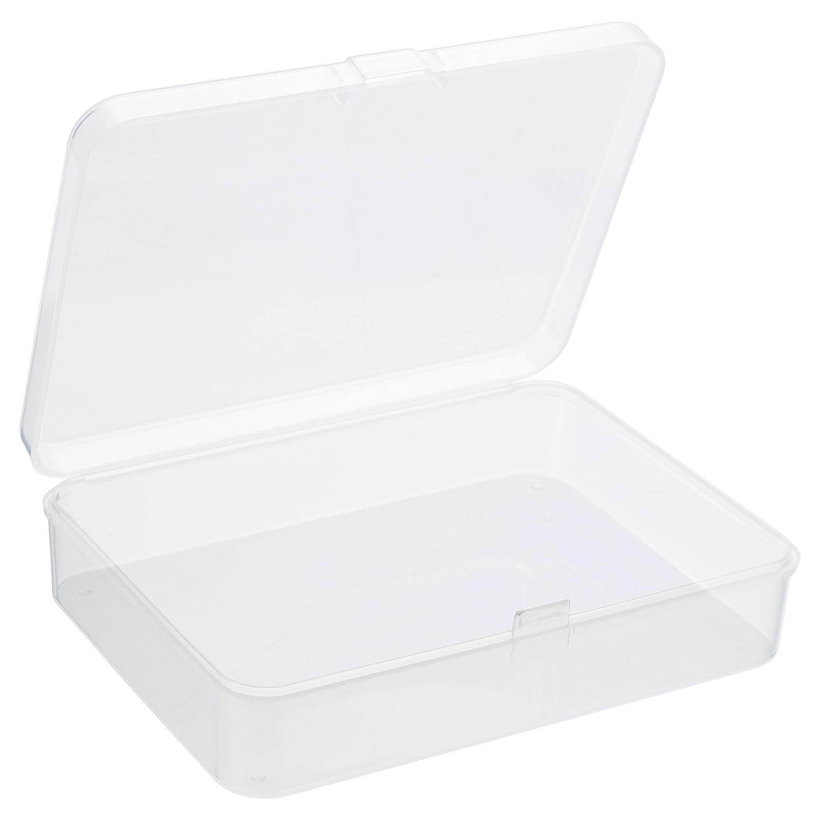 PATIKIL Clear Storage Container with Hinged Lid 115x85x28mm, 8 Pack Plastic Rectangular Box for Beads Art Craft