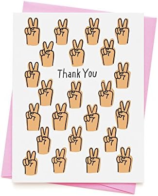Ashkahn "Thank You Peace" Card - Jet Black and Neon Orange on White Cotton Paper Letterpress Boxed Set of 6 Cards