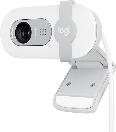 Logitech Brio 100 Full HD Webcam with RightLight Built-in Microphone White